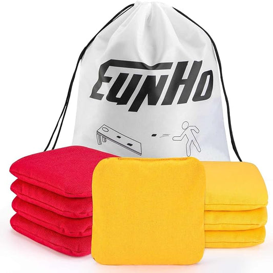 EunHo Cornhole Bags Set of 8 Regulation Size & Weight Corn Hole Bean Bags Official Professional All Weather for Tossing Game with Carry Case
