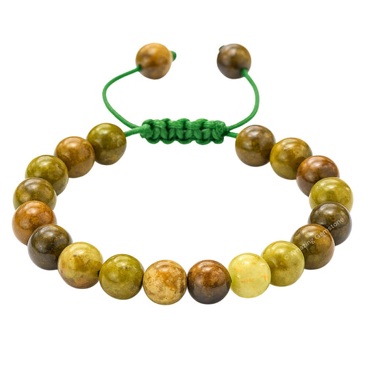 Amazing Gemstone Grossular Garnet Green Bracelet, Gifts For Men & Women - Protection Healing Crystal Bracelet - 8mm Gemstone Beaded Adjustable Bracelet, Pulseras Para Hombres Mujer Stocking Stuffers