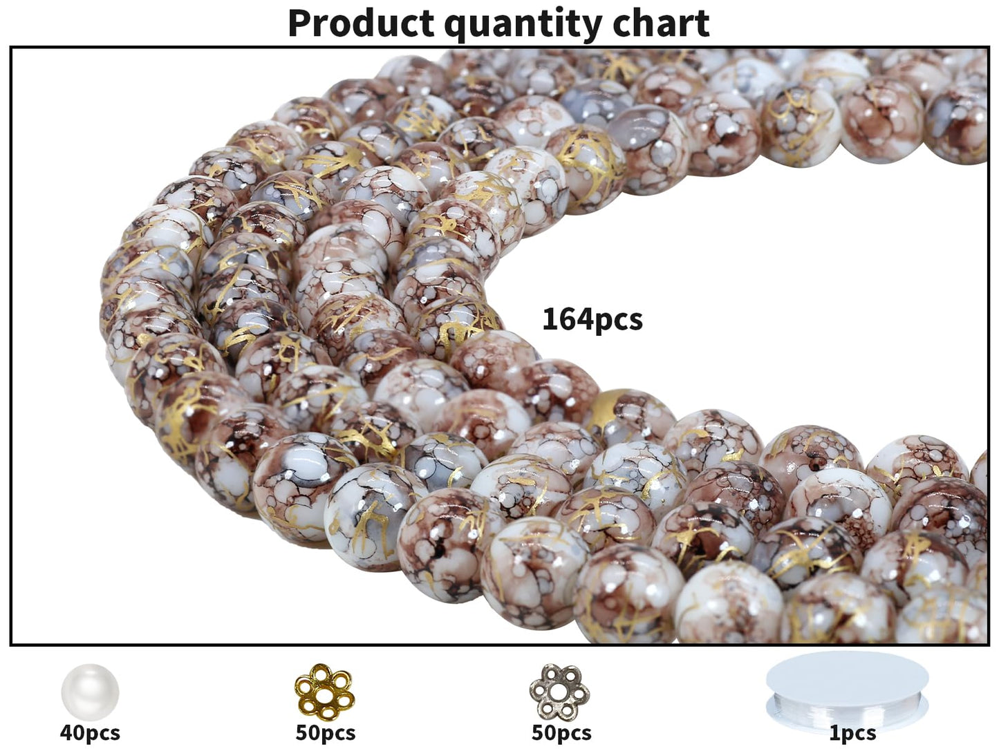 Pamir Tong 300PCS 10mm Brown Glass Beads for Jewelry Making Round Smooth Bracelet Space Loose Beads for Earring, Necklaces, DIY Crafts-Adult Craft Supplies