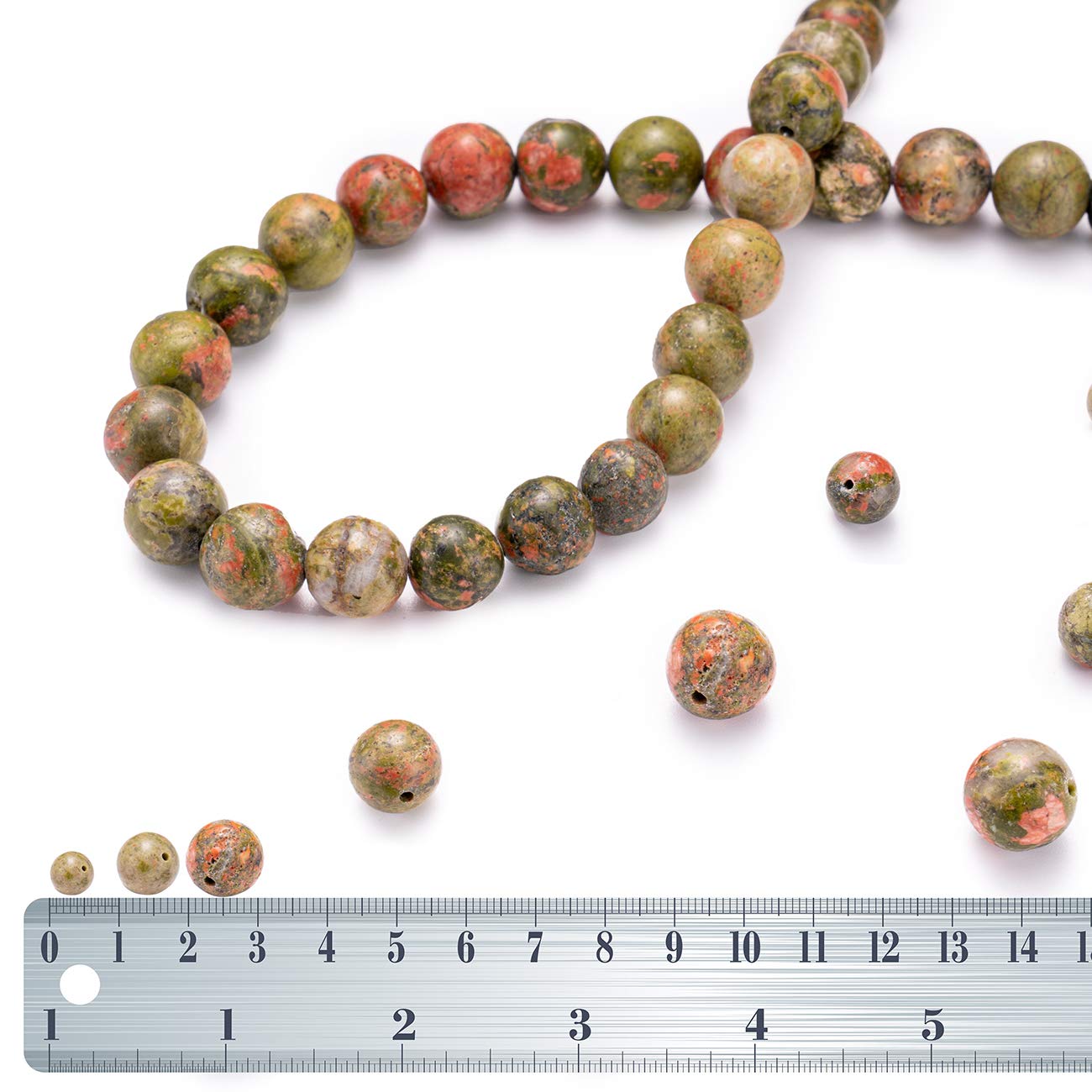 BEADIA Natural Unakite Stone Round Loose Semi Gemstone Beads for Jewelry Making 10MM 38PCS