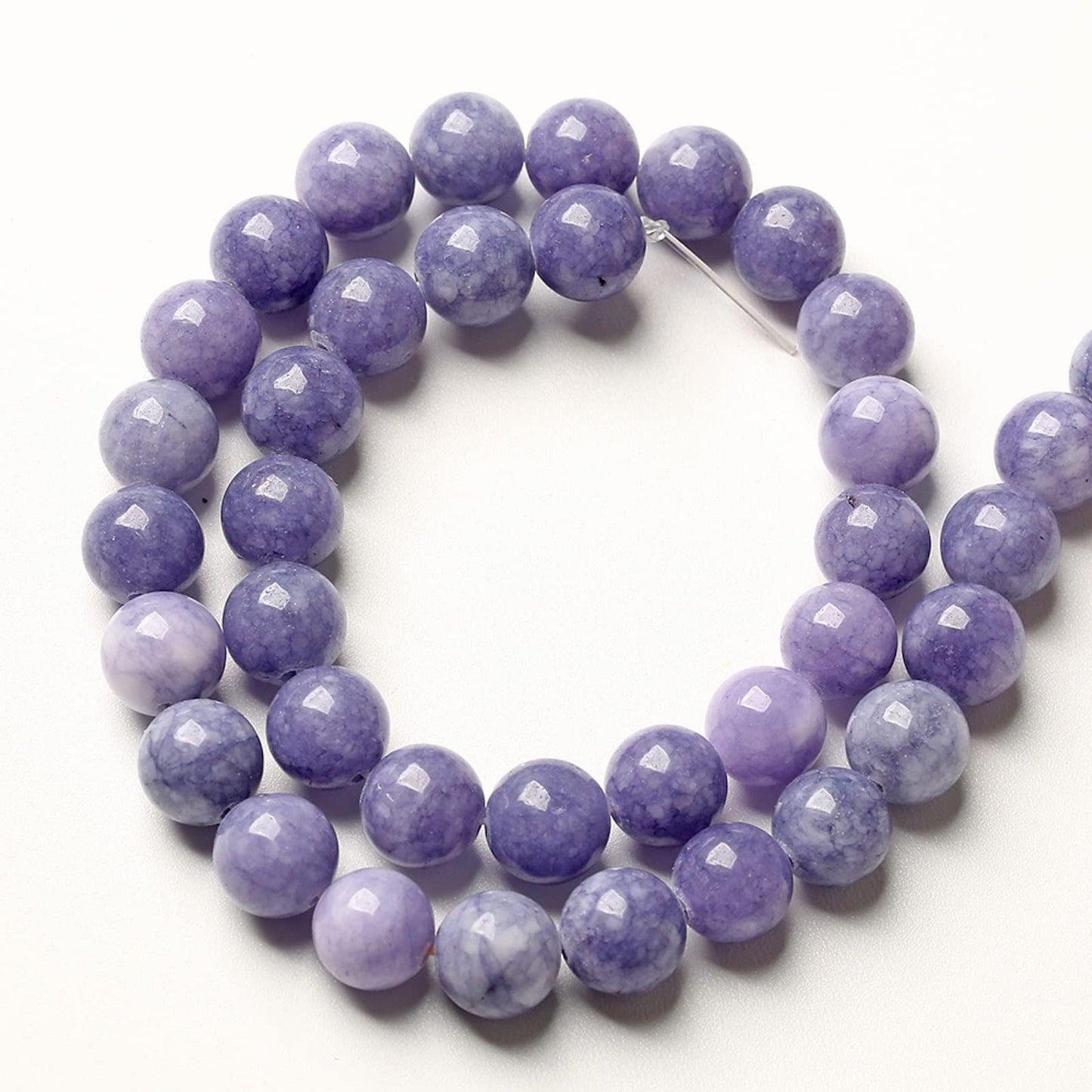 8MM 46PCS Lavender Purple Chalcedony Stone Loose Beads for Jewelry Making DIY Bracelet Necklace