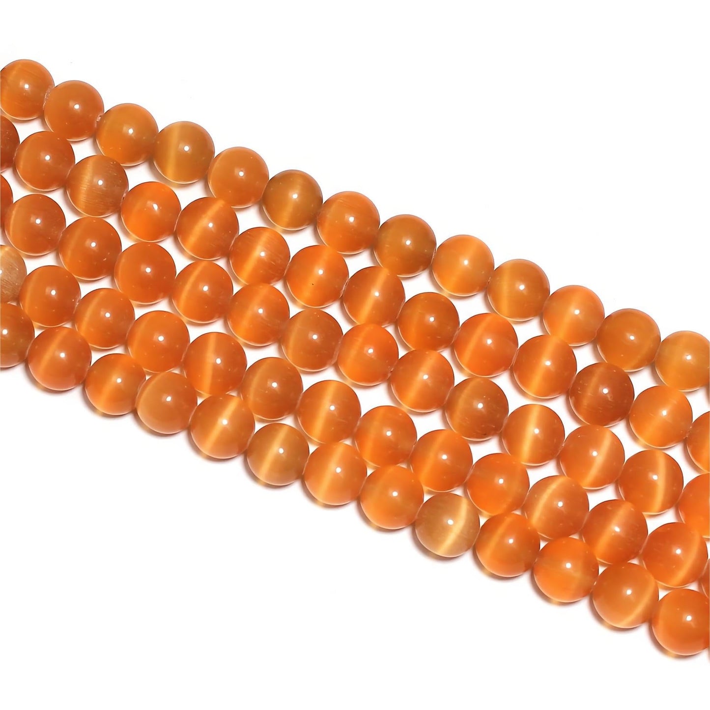 MJDCB 45pcs Orange Cat Eye Stone Beads 8mm Round Crystal Loose Bead for Jewelry Making DIY Bracelets Necklace Accessories
