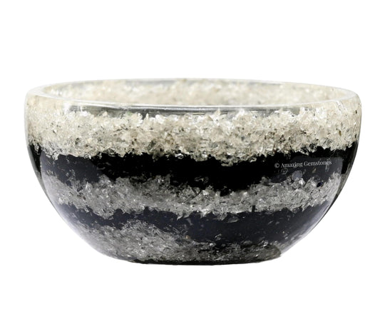 Amazing Gemstone - 3" Orgonite Black Tourmaline & Clear Quartz Crystal Bowl for Meditation, Crystals and Healing Stones Gift and Protection