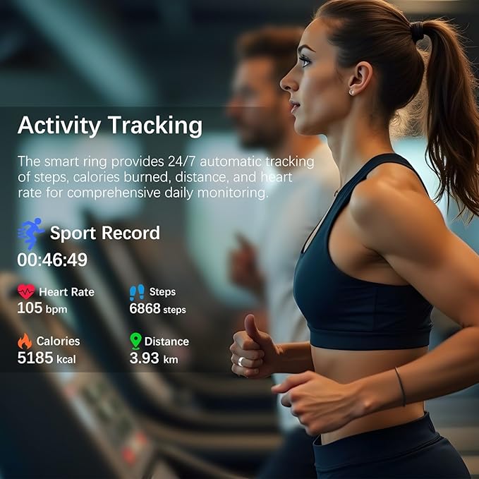 Smart Health Ring for Women Men, Fitness Tracker Ring with Heart Rate, Blood Oxygen, Sleep Tracker, Step Tracker, No Subscription Fee, IP68 Waterproof Smart Ring for iPhone & Android (Silver, 11#)