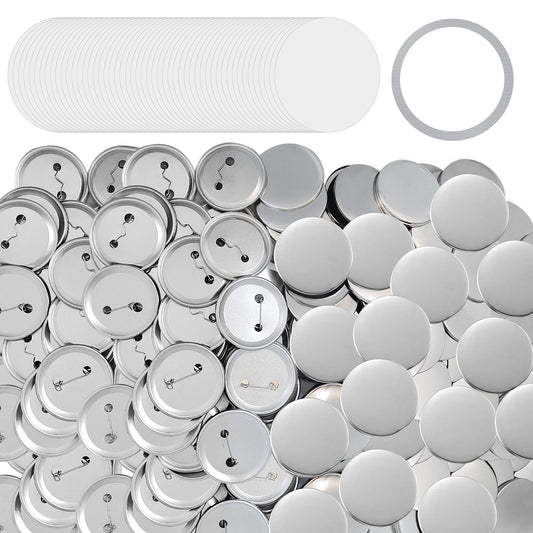 100 Sets 75mm/3" Button Maker Supplies, Complete DIY Supplies for Custom Buttons & Badges, Metal Covers, Metal Backs& Clear Film for Button Maker Machine, Pin Maker, Badge Button Press