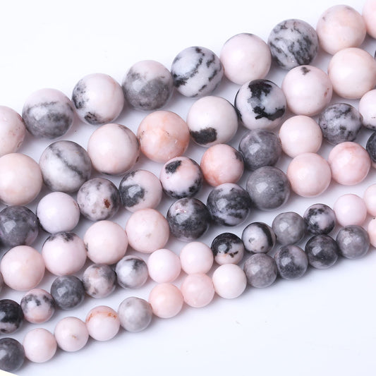 10MM Pink Zebra Jaspers Round Loose Beads Natural Gem Beads Crystal Energy Stone Beads for Jewelry Making DIY Bracelet Necklace