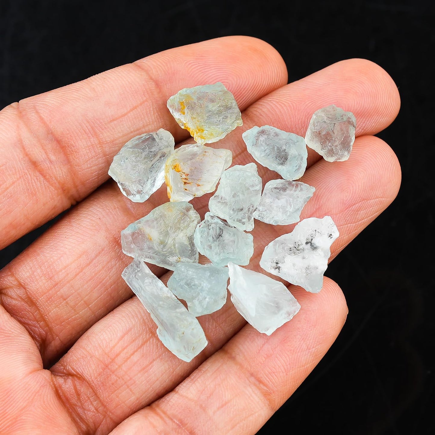 ColouredRocks 50 carats. AQUAMARINE Crystals, Raw Stones, Rough Gemstones, Jewelry Making Supply, Cabbing, Polishing, Cutting, DIY, Crafts (13-15 pcs.) (6-10 mm.)