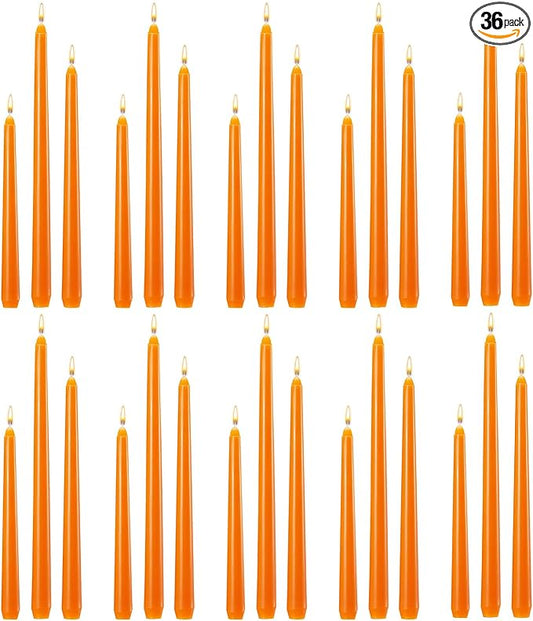 MTLEE Taper Candles 8/10/12 Multi Height Unscented Taper Candles 8 Burn Hours for Dinner Decorative Home Decoration Wedding Party Candlesticks(Orange,36)