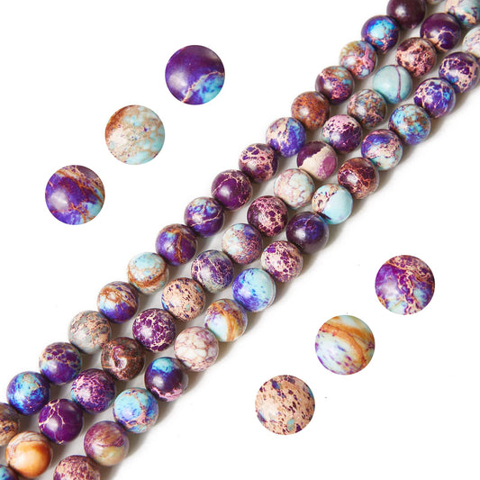 100pcs 10mm Colorful Imperial Jasper Beads Natural Gemstone Beads Round Loose Beads for Jewelry Making