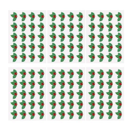 Amosfun 10 Sheets/Pack Green and Red Christmas Holiday Holly Leaves Stickers DIY Christmas Decorative Stickers