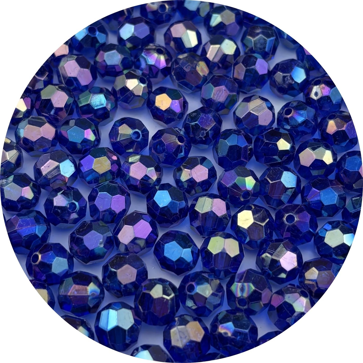 Pinhoollgo 200pcs 10mm Acrylic Faceted Round Beads AB Colors Glossy Acrylic Beads Round Spacer Beads with Hole for DIY Bracelet Necklace Jewelry Making Supplies Handmade Craft(Royal Blue AB)