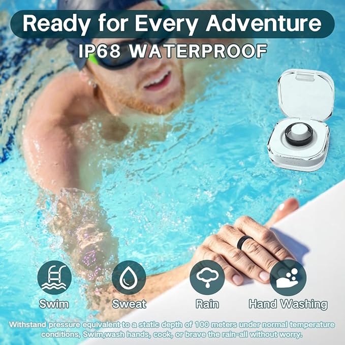 Smart Rings for Women Men,Fitness Tracker Ring,Heart Rate,Blood Oxygen,Blood Pressure,Step Tracker,Sleep Monitoring,No Subscription Fee,IP68 Waterproof Smart Ring for iphone&Android(Silver 10)