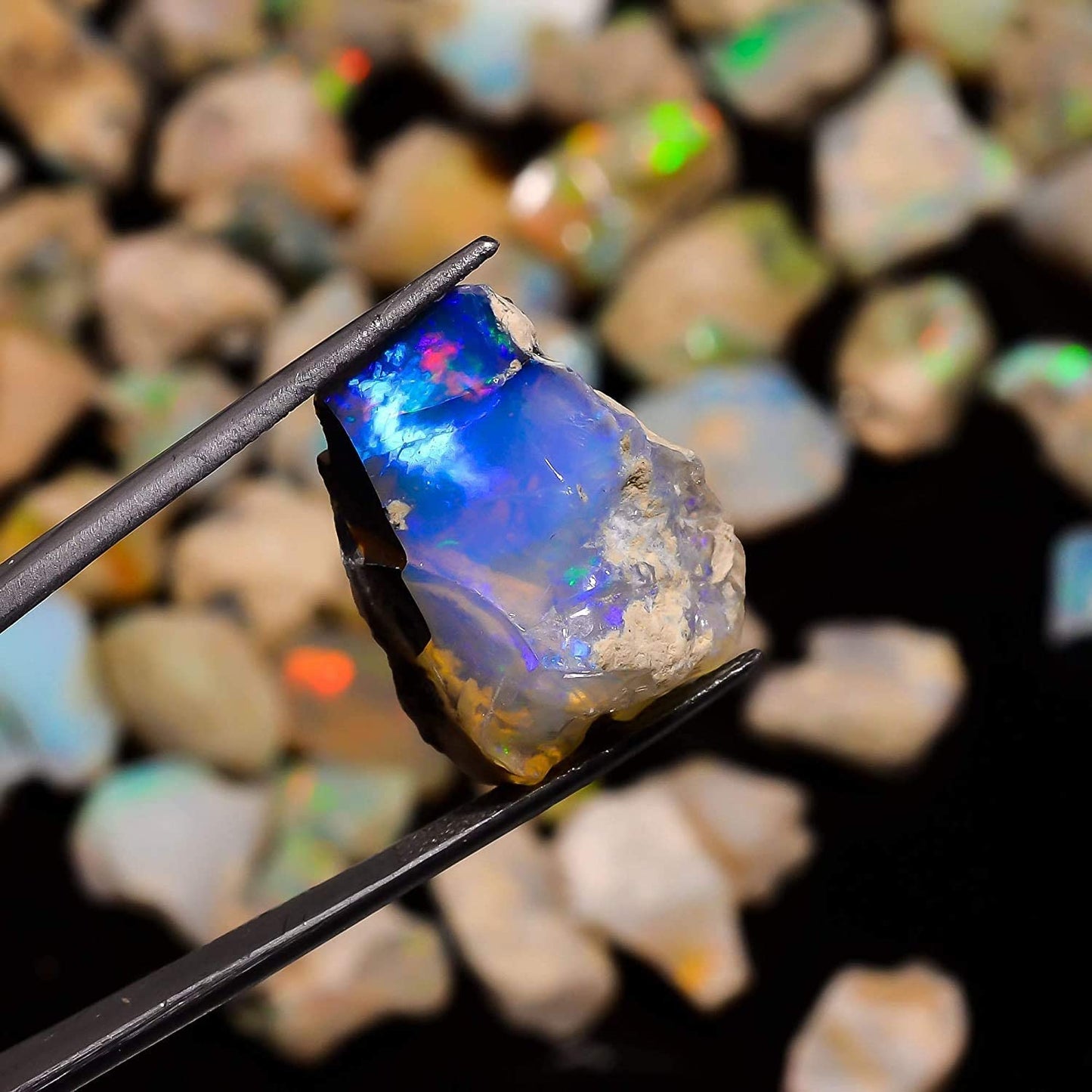 GEMKORA 30 cts, 5-6pcs, Ethiopian Raw Opal Gemstone Rough Crystals Natural Healing Rock Gift, Jewelry Making Supply, Art-Crafts-DIY Stone, A+ Grade [15-20 mm]