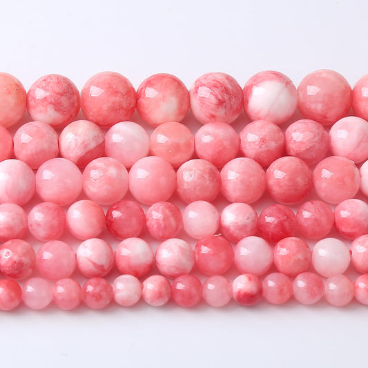 12MM 32PCS Pink Persian Jade Spacer Loose Beads for Jewelry Making DIY Bracelet Necklace