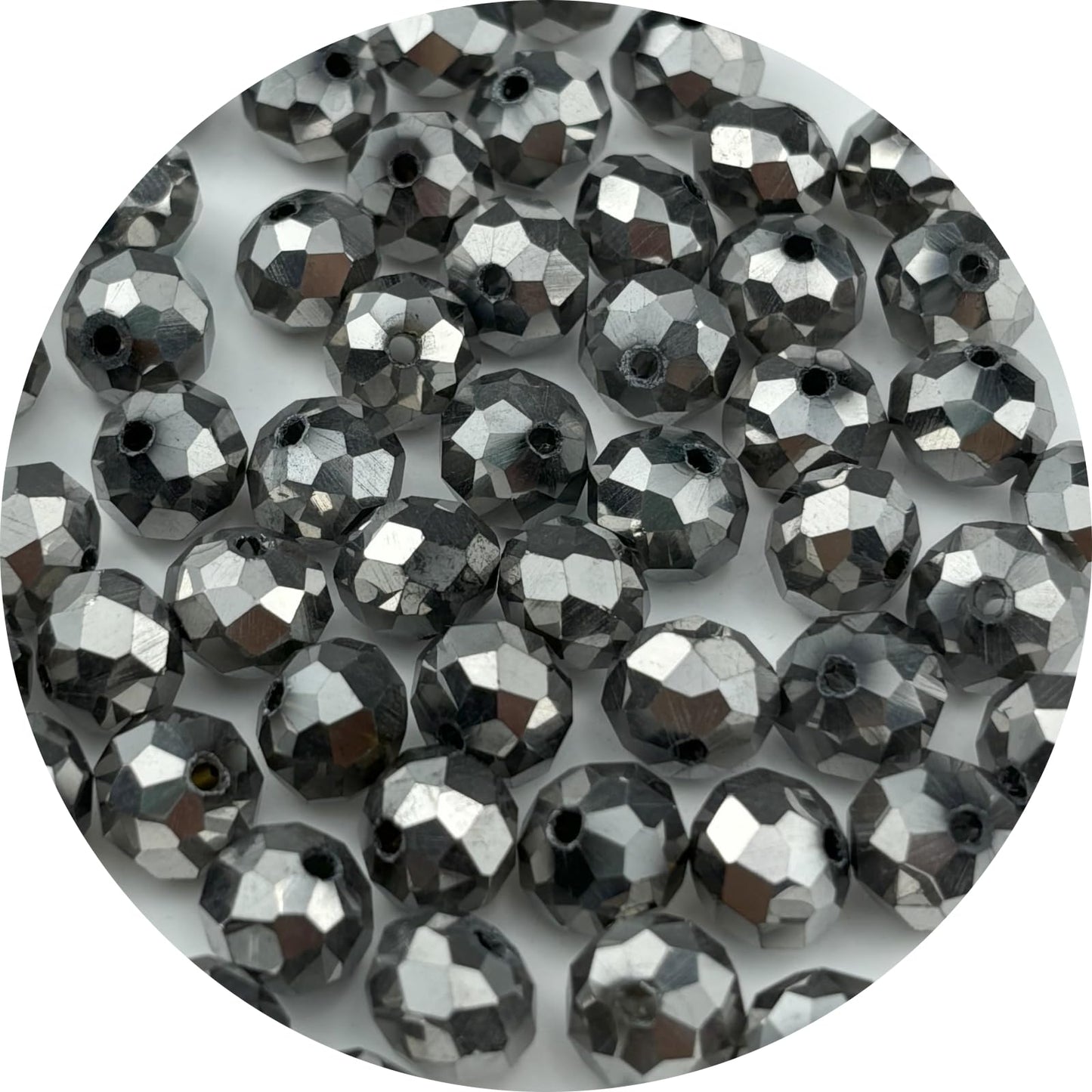 YUEXIGO 250pcs 6mm Crystal Glass Beads for Jewelry Making, Faceted Rondelle Glass Spacer Beads for Wind Chimes Bracelet Earring Necklace DIY Craft(Silver)