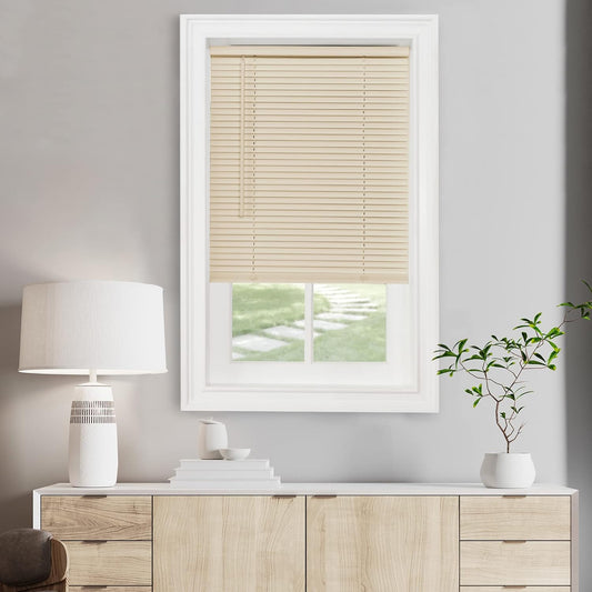 Achim Home Decor Cordless Mini Blinds - Light Filtering, 58" W x 64" L, 1" Slat Size - Alabaster