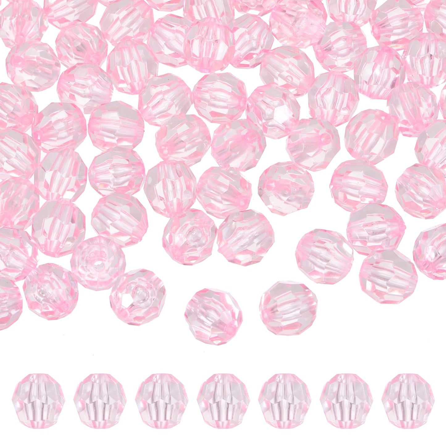 MECCANIXITY 400pcs Czech Faceted Bicone Beads 8mm Glass Spacer Bead Bulk for Jewelry Making & DIY Craft, Pink