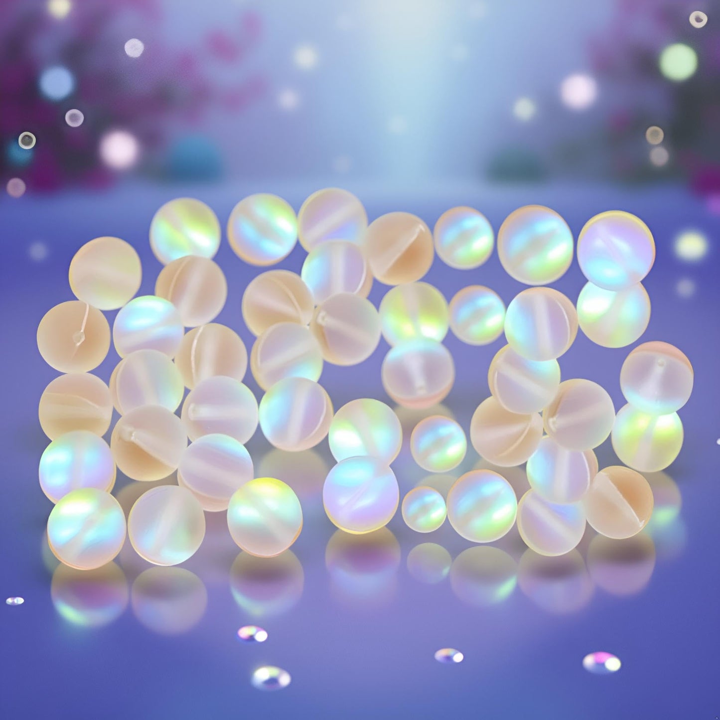 100Pcs 8mm Matte Crystal Glass Beads Mermaid Aurora Beads Moonstone Beads Bead Assortments for Jewelry Making Arts, Crafts