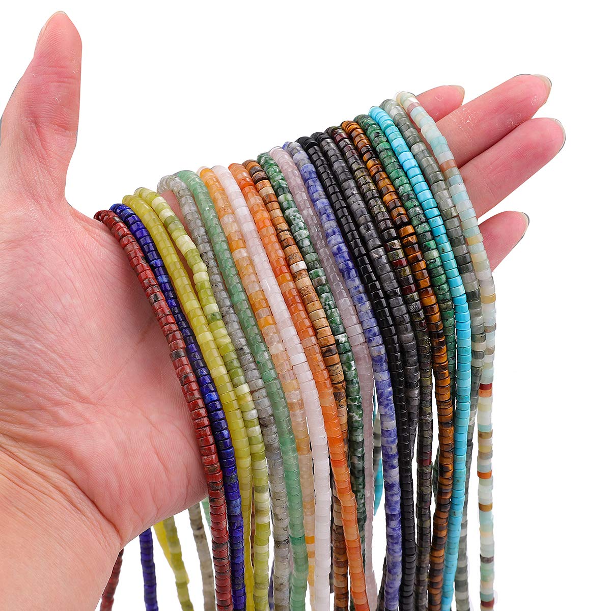BEADIA Natural Spectrolite Spacer Beads Caps Loose Semi Gemstone for Beading Jewelry Making 4mmx2mm 38cm