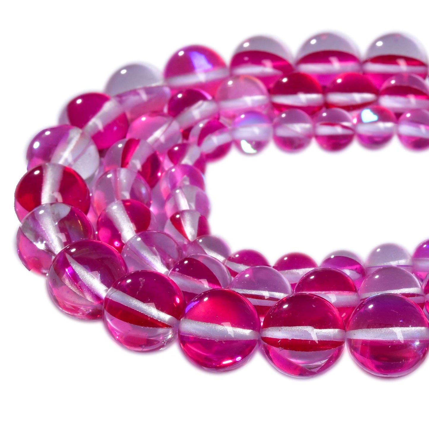 6mm Smooth Angel Aura Quartz Beads Round Polished Red Mermaid Gemstone Beads for DIY Jewelry Making 15" a Strand (Red,6mm)