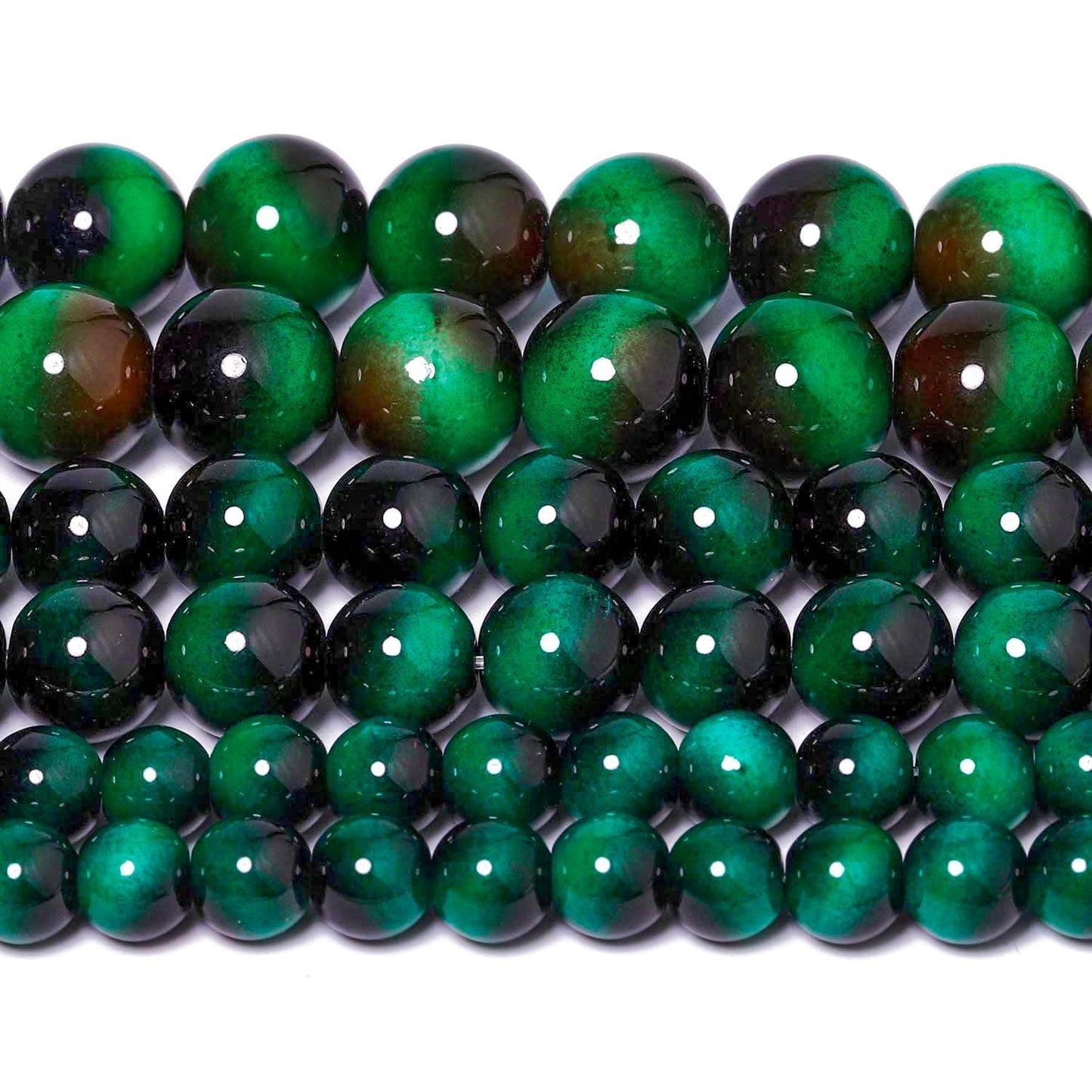 Song Xi 38PCS 10mm Green Tiger Eye Gemstone Beads for Jewelry Making, Round Smooth Glass Beads for DIY Bracelet Necklace Earring Keychain, Arts and Crafts, for St. Patrick's Day Wedding Birthday