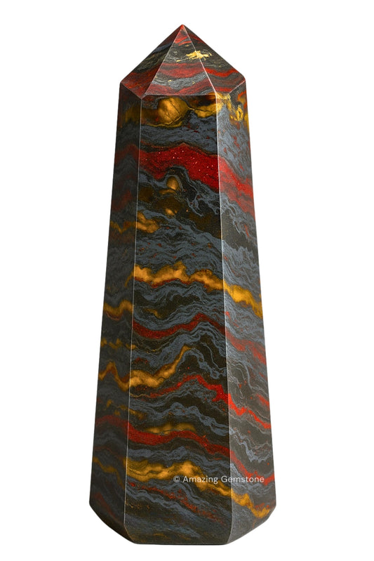 Amazing Gemstone Iron Tiger Eye Crystal Towers - Natural Healing Crystal Point Obelisk for Reiki Healing and Crystal Grid (3" to 4" INCH)