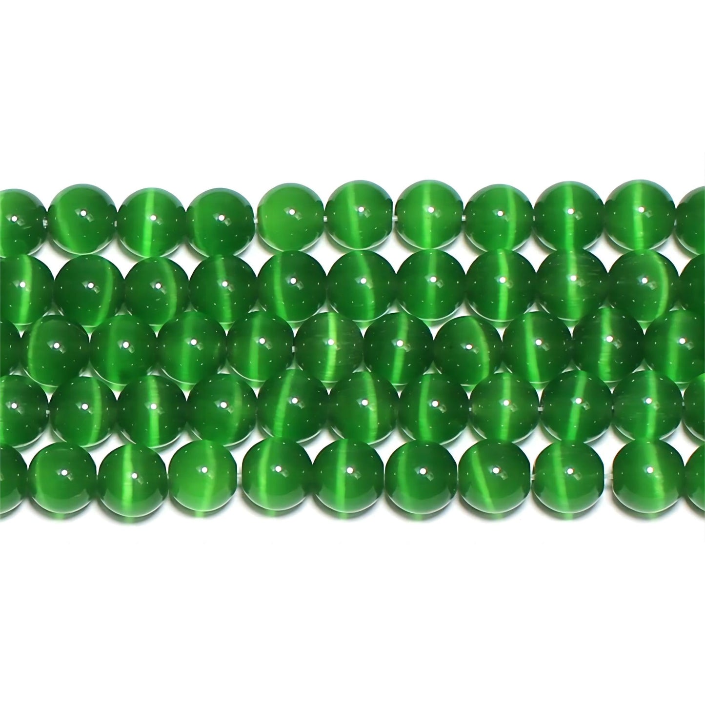 MJDCB 60pcs Dark Green Cat Eye Stone Beads 6mm Round Crystal Loose Bead for Jewelry Making DIY Bracelets Necklace Accessories