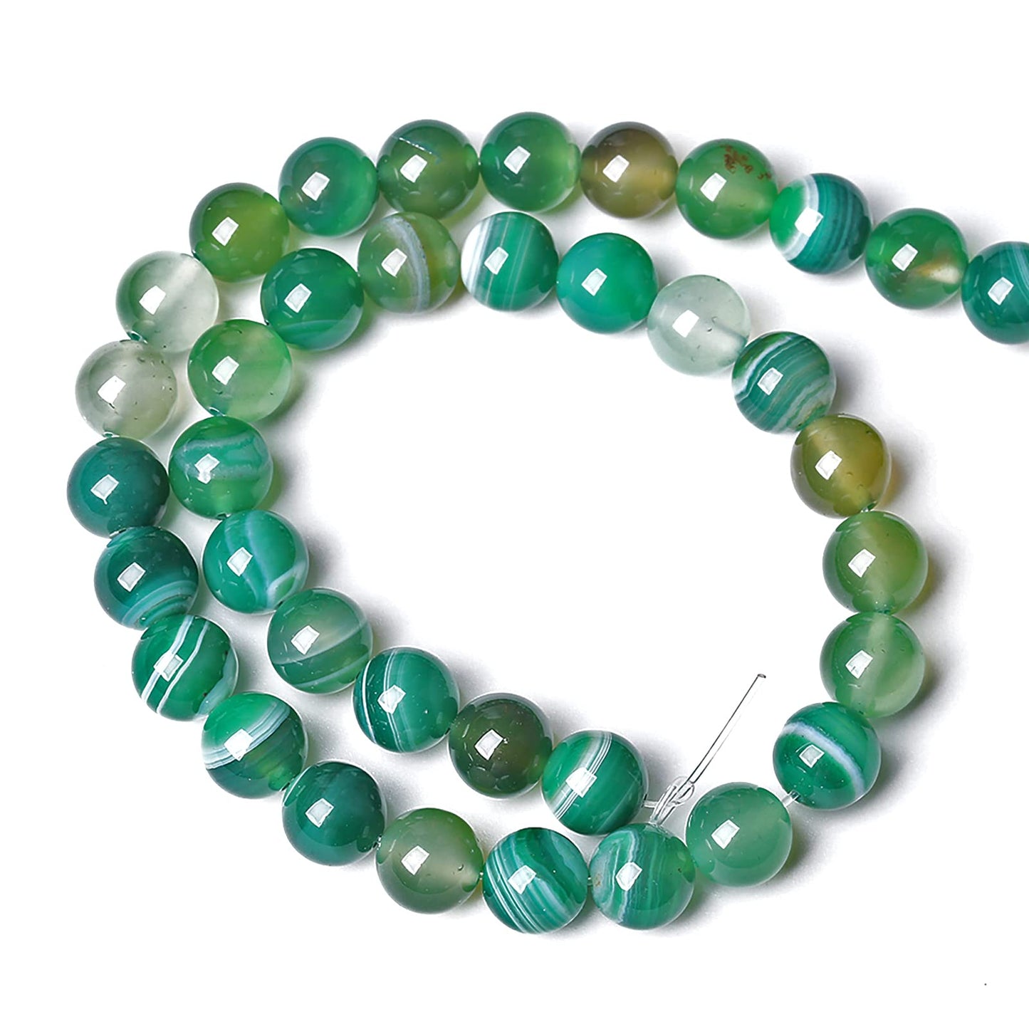 12MM 31PCS Natural Stone Green Agate Onyx Loose Beads for Jewelry Making DIY Bracelet Necklace