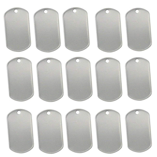 Tinsow 100PCS Blank Bulk Dog Tags for Stamping Engraving Shiny Stainless Steel Military Rolled Edge Backing Dog Tags for Doggies Engraved