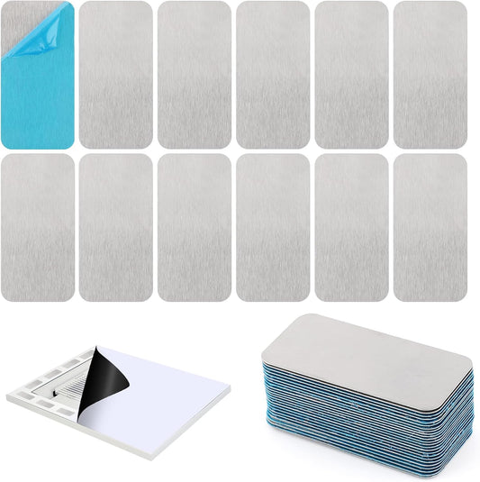 ARPOVIST 24 Pack 2.36x1.18in Adhesive Metal Plates for Magnetic Mounts, Rectangular Iron Strips with Adhesive Backing