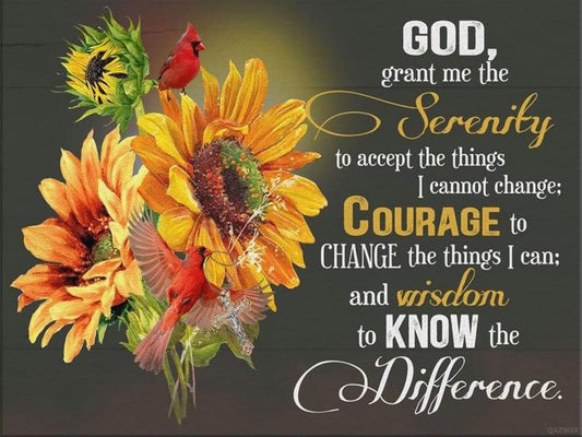 QAZWSX 5D Diamond Painting Serenity Prayer Sunflower Adults Beginner Full Drill Diamond Paintings Picture Arts Craft for Home Wall Decor Gift 12X16inch