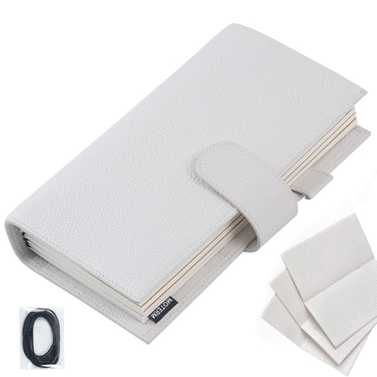 Moterm Companion Traveler's Notebook Cover - Upgraded Design with Back Pocket (Standard Size, Pebble-Cream)