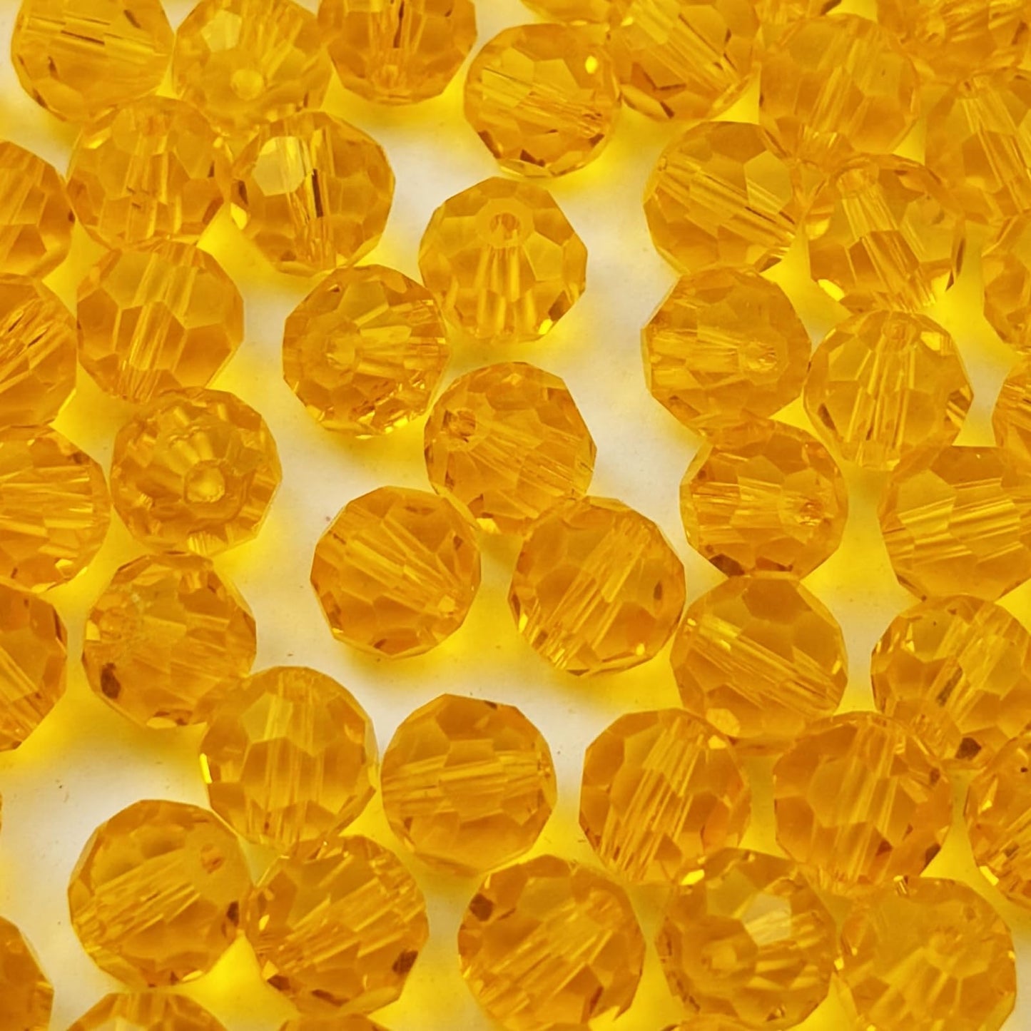 YUEXIGO 100pcs 8mm Round Crystal Glass Beads for Jewelry Making, Faceted Crystal Glass Spacer Beads for Bracelet Earring Necklace DIY Craft(Orange)