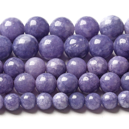 10MM Lavender Purple Chalcedony Natural Stone Round Loose Beads for Jewelry Making and Crafting 72pcs 2 Strands 32"