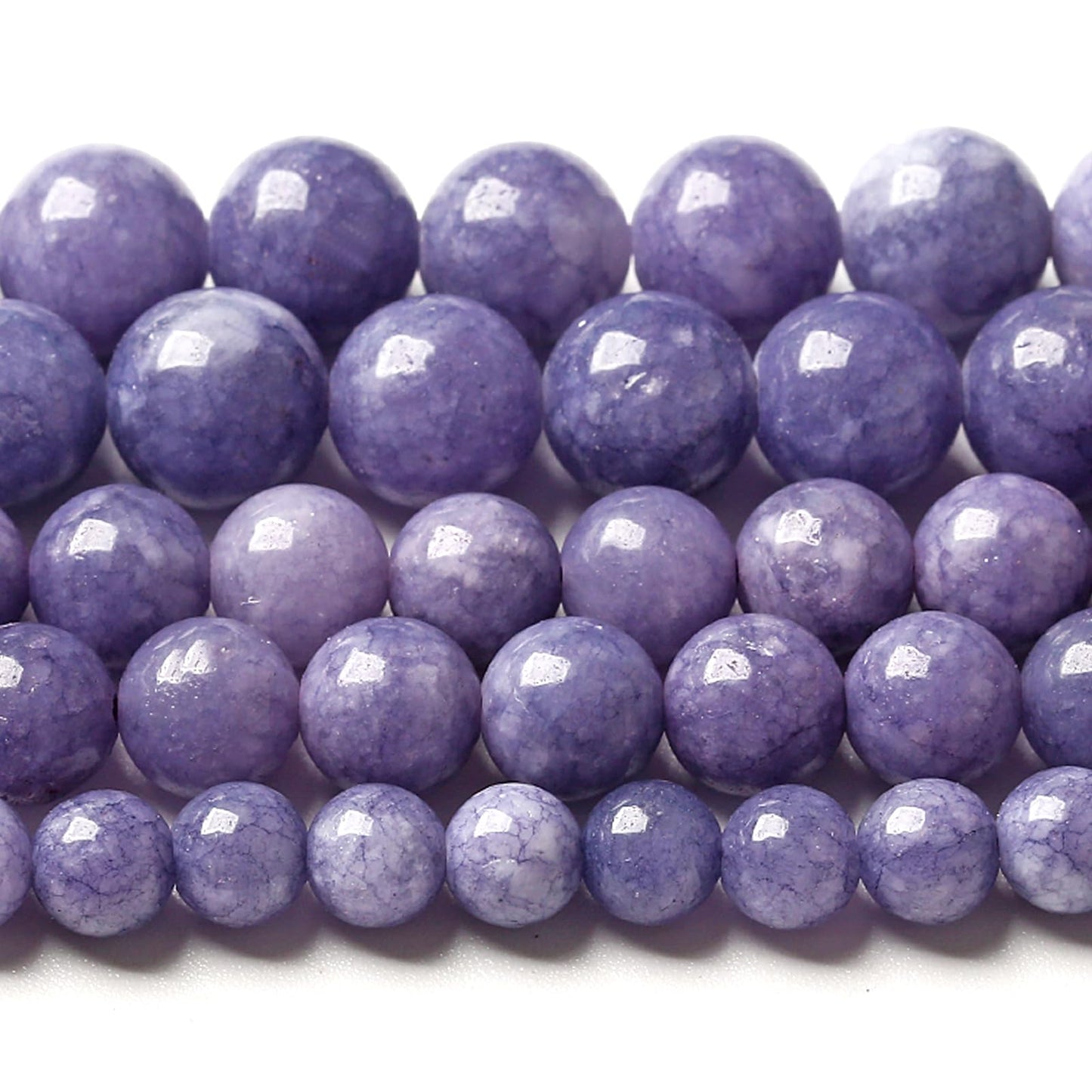 8MM Lavender Purple Chalcedony Natural Stone Round Loose Beads for Jewelry Making and Crafting 90pcs 2 Strands 32"