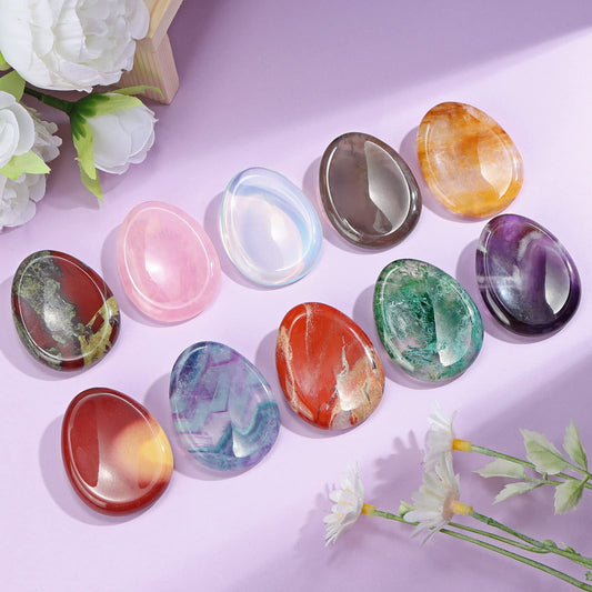 Artistone Smoky Quartz Crystal Chakra Thumb Worry Stone Teardrop Reiki Healing Stone Pocket Palm Stones for Anxiety Stress Relief Meditation Therapy Geometry Home Decor