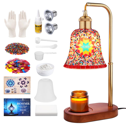 DIY Turkish Mosaic Lamp Kit, Stained Glass Candle Warmer Table Lamp Making Kit- Easy and Fun, No Experience Needed, Mosaic Art & Craft Project Kits for Adults & Teens, Make Your Own Lamp, Multicolor