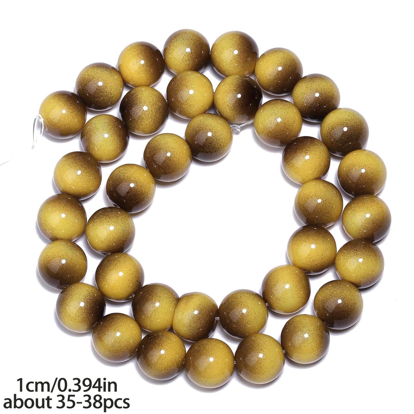 Song Xi 38PCS 10mm Khaki Tiger Eye Gemstone Beads for Jewelry Making, Round Smooth Glass Beads for DIY Bracelet Necklace Earring Keychain, Arts and Crafts, for Christmas Wedding Birthday