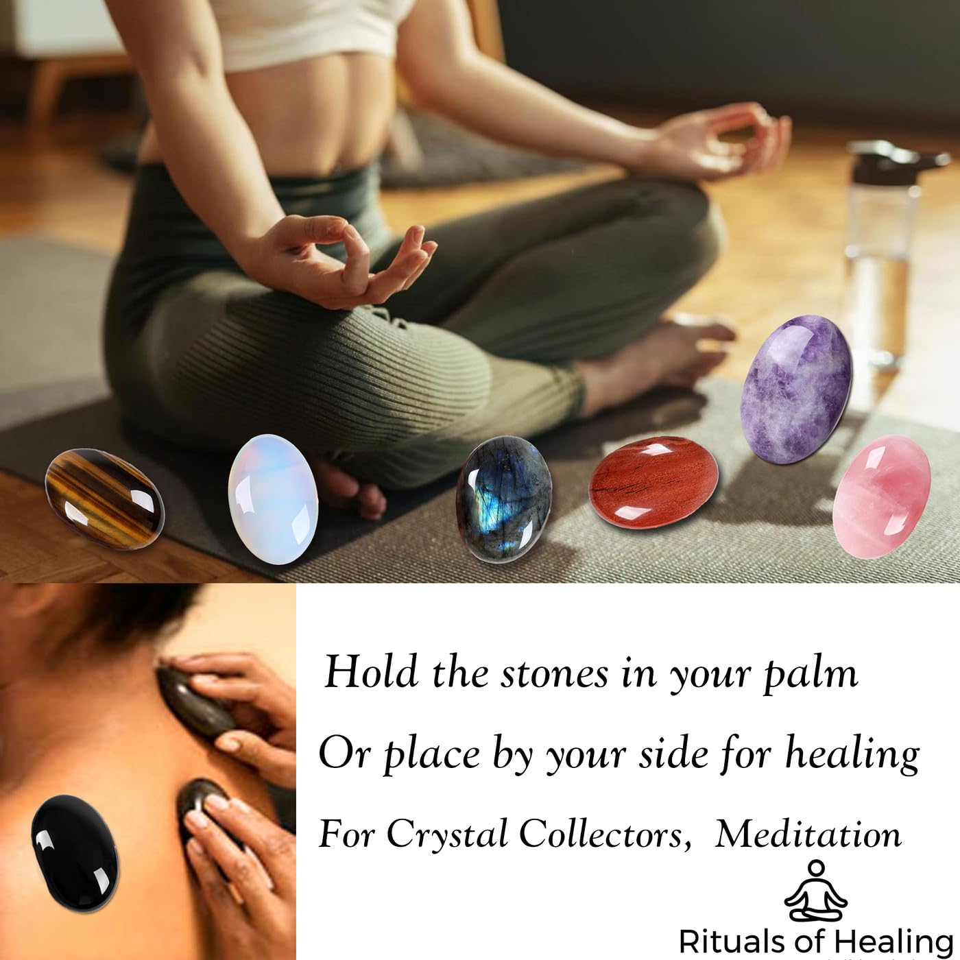 MAIBAOTA 2.4" Tiger Eye Crystal Stone Polished Palm Stone 0.7" Thick Natural Reiki Gemstone Healing Crystals Worry Stone Energy Balancing Anxiety Stress Relief Meditation 1 Pc