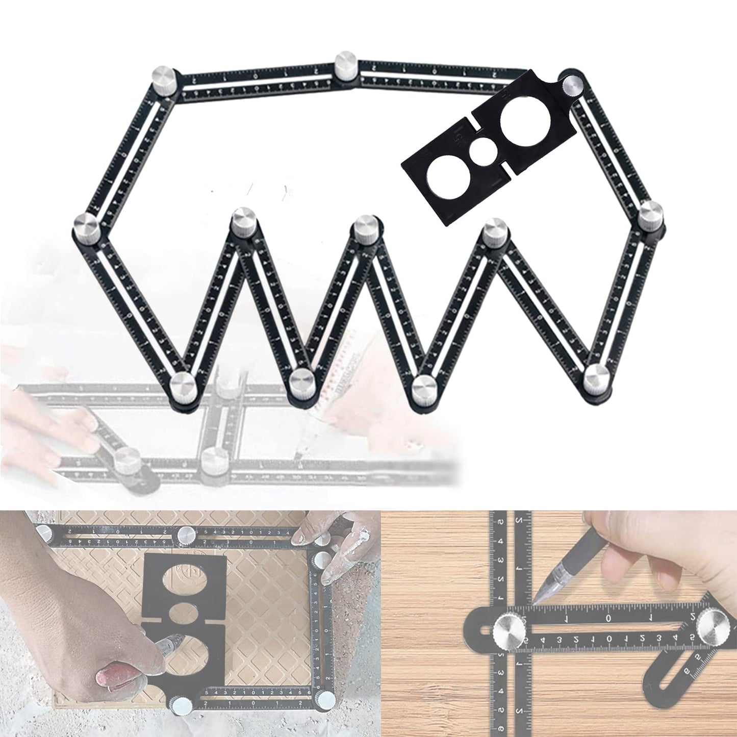 Multi-Angle Measuring Ruler - 12-Side Hole Positioning Aluminum Alloy Template Tool With Universal Drilling Locator