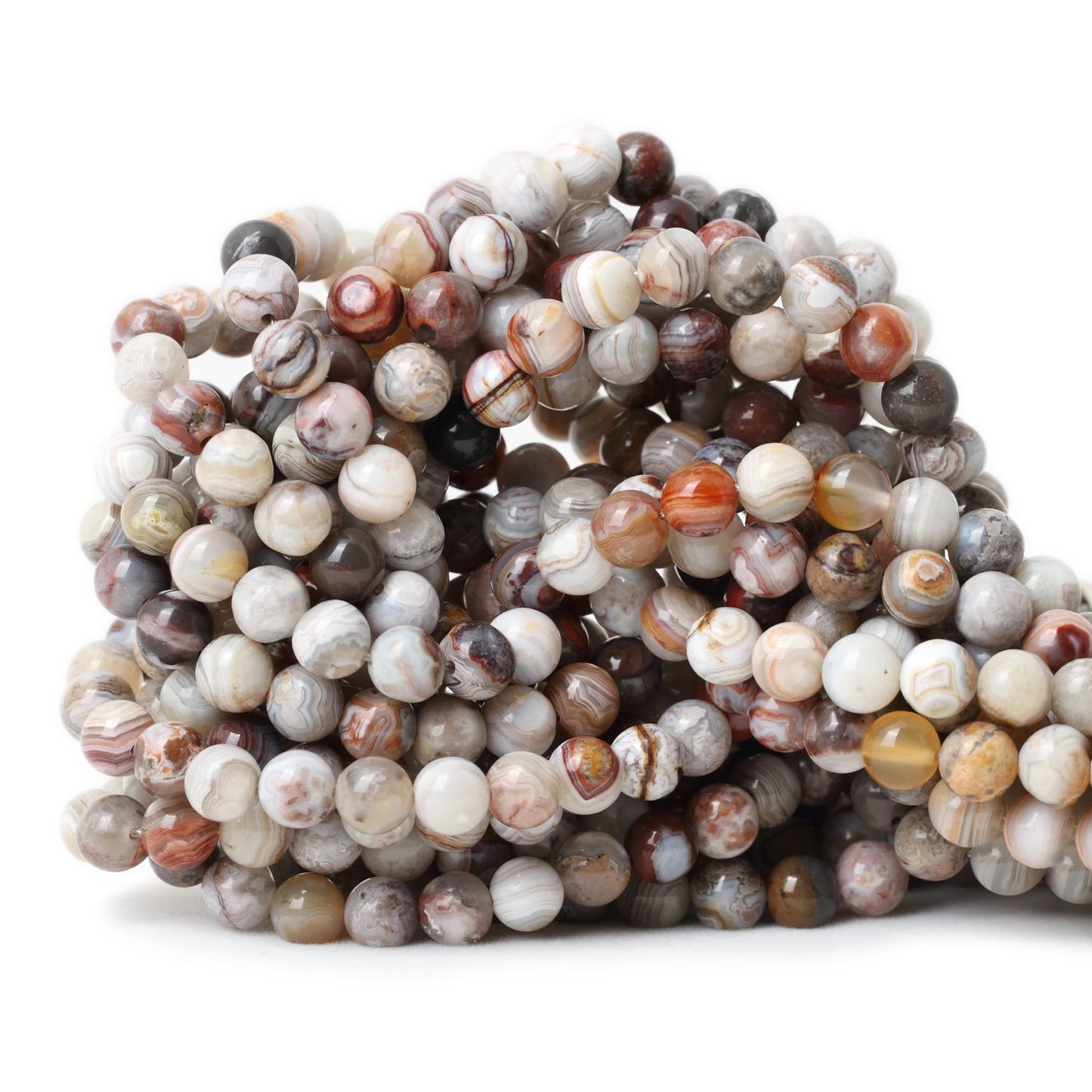 CHEAVIAN 60PCS 6mm Natural Laguna Lace Agate Round Loose Beads for Jewelry Making 1 Strand 15"