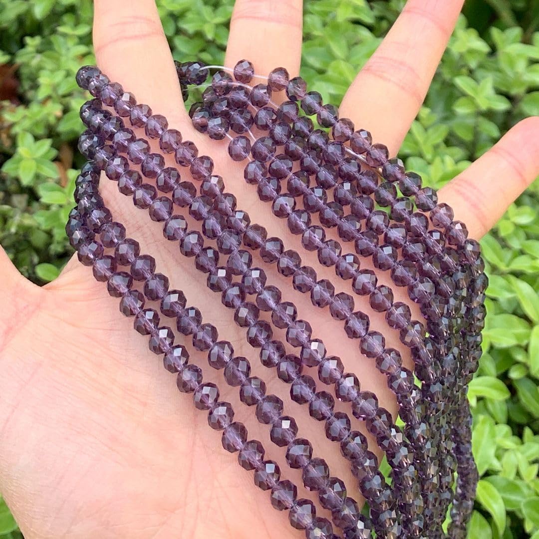 1000pcs Czech Faceted Rondelle Crystal Glass Loose Beads 6mm Spacer Bulk Amethyst Purple for DIY Craft Jewelry Making CCR627