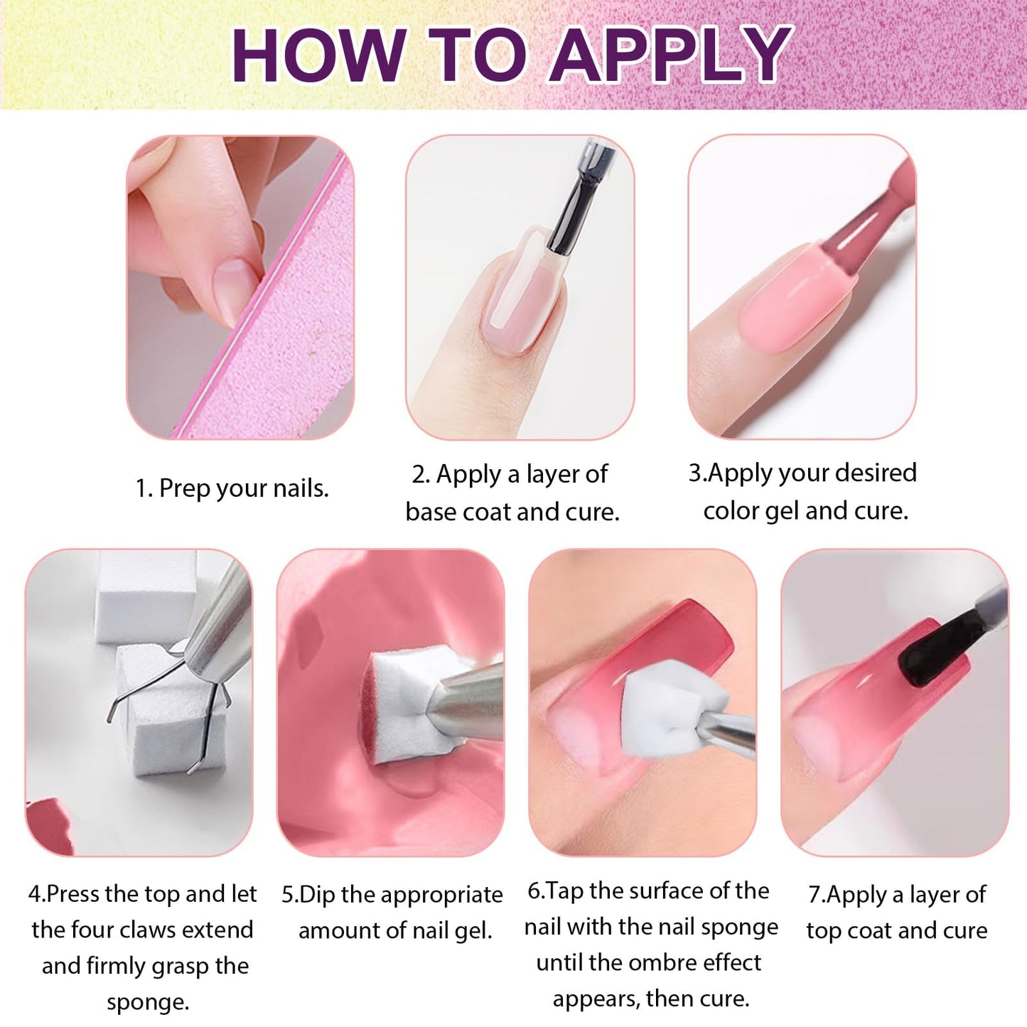 U-Shinein Gradient Painting Gel,9 Bright Spring Summer Colors Ombre 3D Sculpture Gel Painting Effect for Pigment Pat French Manicure Soak of UV Home Salon Easter Eggs Set