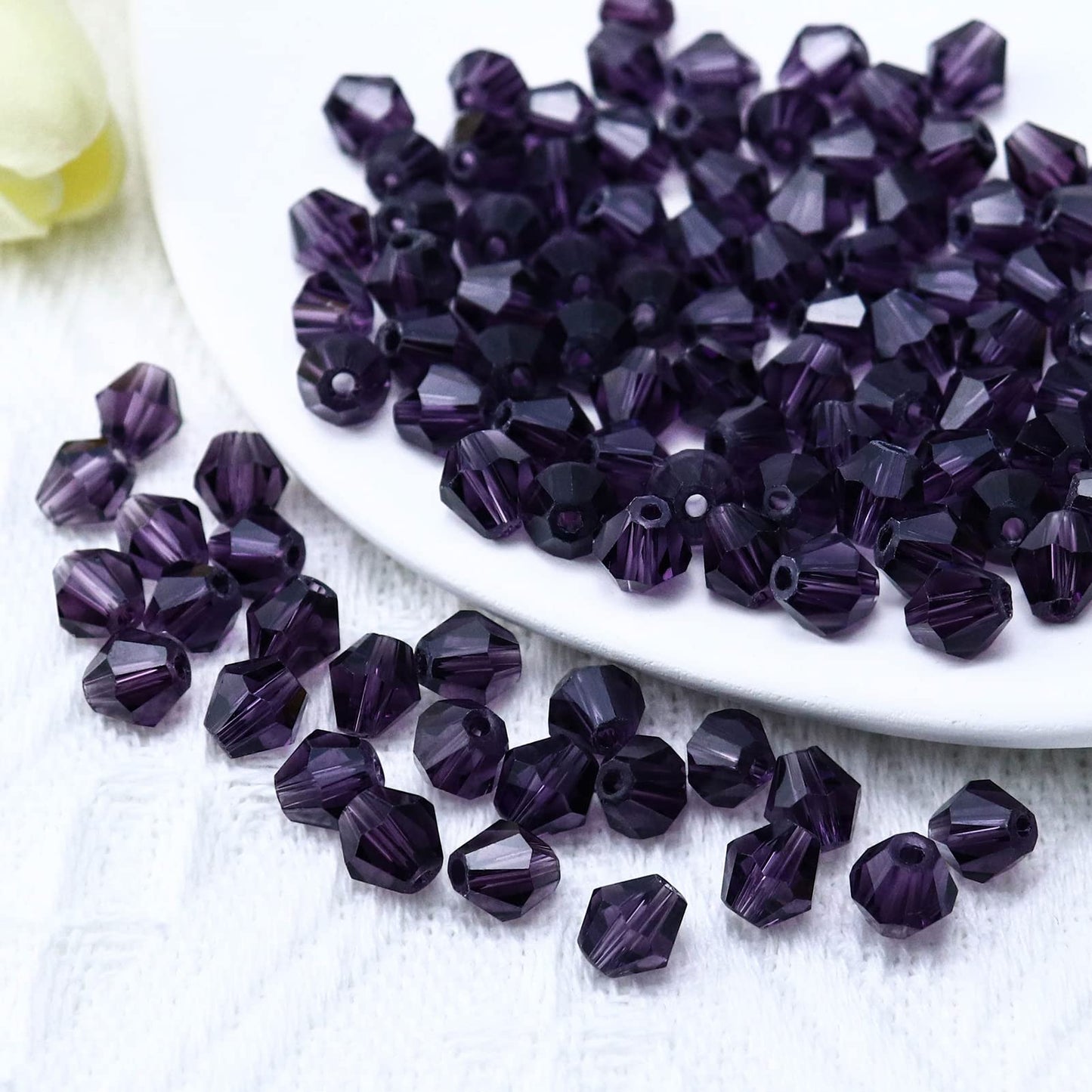 Dowarm 250PCS 6mm Bicone Beads, Bulk Faceted Crystal Glass Beads for Jewelry Making, Craft, Bracelet, Necklace, Dolls, Loose Beads, Purple/Tanzanite/Violet