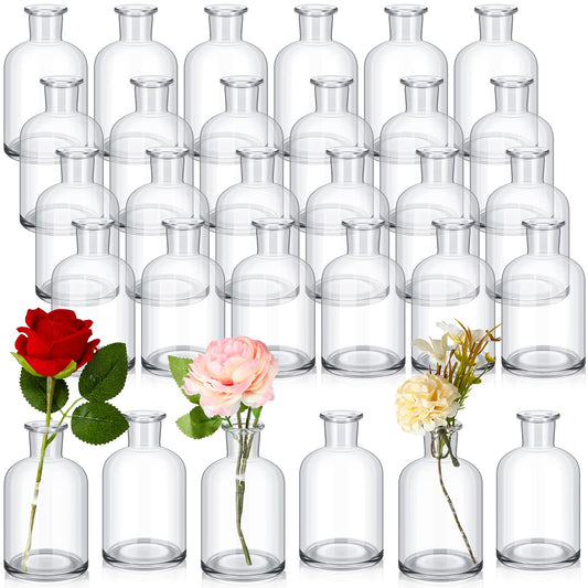 Lallisa 60 Pcs 4 Inches Small Glass Bud Vases Bulk Mini Flower Vases for Centerpieces Decorative Glass Bottles Vintage Rustic Decoration for Wedding Dining Table Home Decor