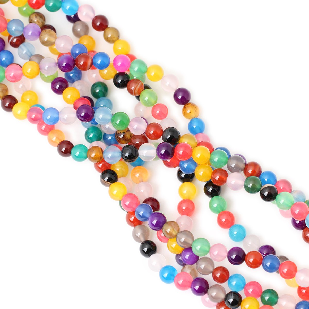CHEAVIAN 45PCS 8mm Colorful Agate Gemstone Round Loose Beads for Jewelry Making 1 Strand 15"