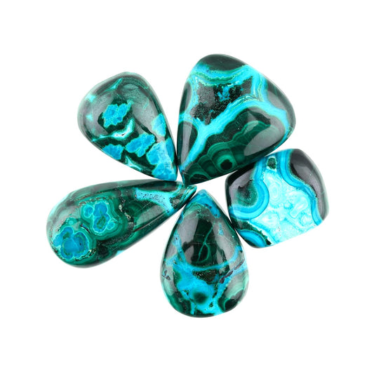 ColouredRocks 5pcs, 16-22mm, AZURITE MALACHITE, Mix Shape, Natural Cabochon Crystals, Loose Gemstone, Wholesale Polished Supply, Jewelry Making, DIY Craft, Gem Collection
