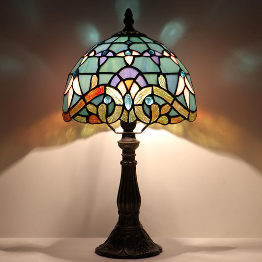 HZYFFYU Small Stained Glass Table Lamp Mini Stained Glass Lamp Memory Sympathy Desk Reading Light 8X14 Inch (Baroque Style)