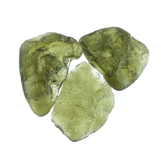 CRYSTALINES (3pcs Raw Green Moldavite Synthetic-Glass Stone, Loose Wholesale Bulk Stones, Moldavite Rough Gemstones, DIY & Jewelry Making Supply, Chakra Healing Crystals, Gem Collection