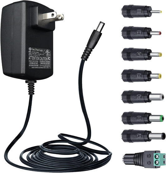 ANLINK 12V 3A/3000mA 6ft 8 36W 2.5A 2A 1.5A 1A 0.5A UL Listed Power Supply Adapter with Tips, AC to DC Replacement